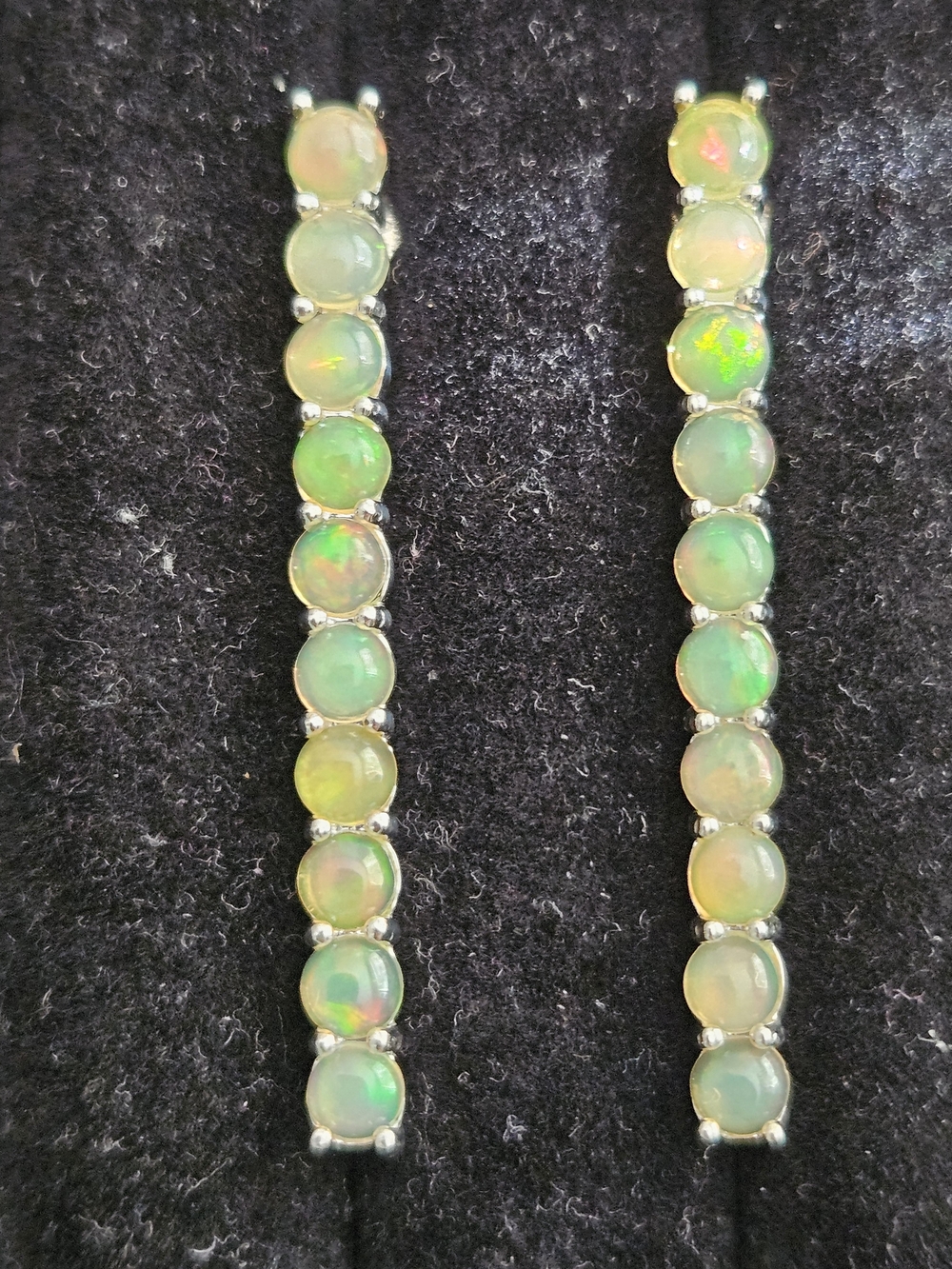 925S Ethopian Fire Opal Linear Drop Earrings